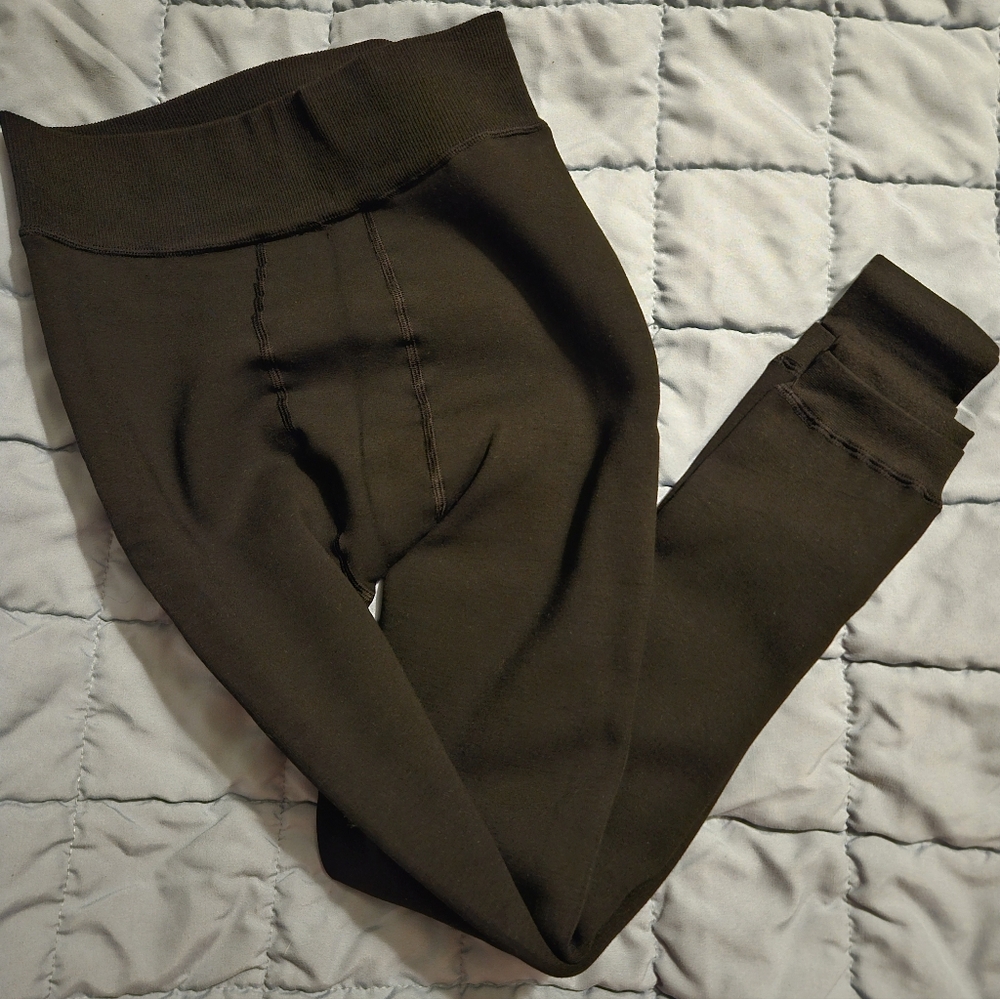 Evellyhootd High Stretch Thick Fleece Lined Leggings Super Soft One Size 2-16